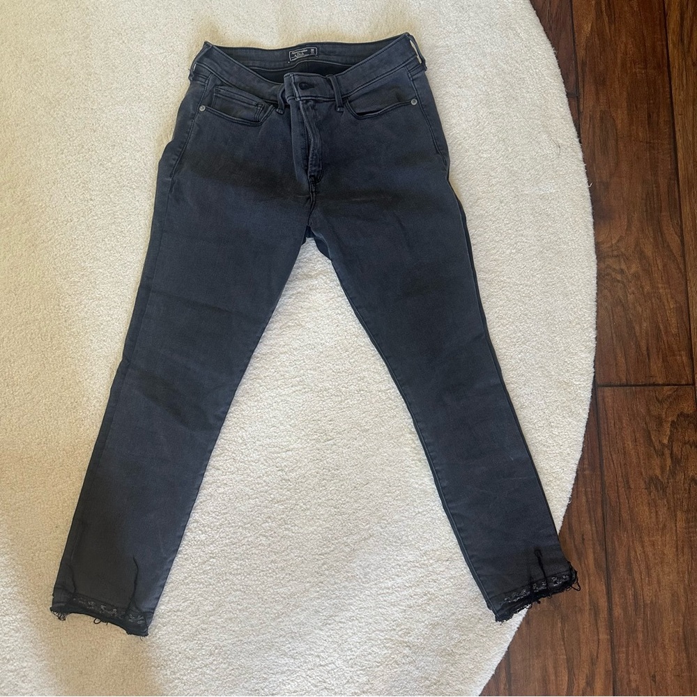 Abercrombie & Fitch women Dark Gray Skinny Jeans mid rise super skinny ankle 10